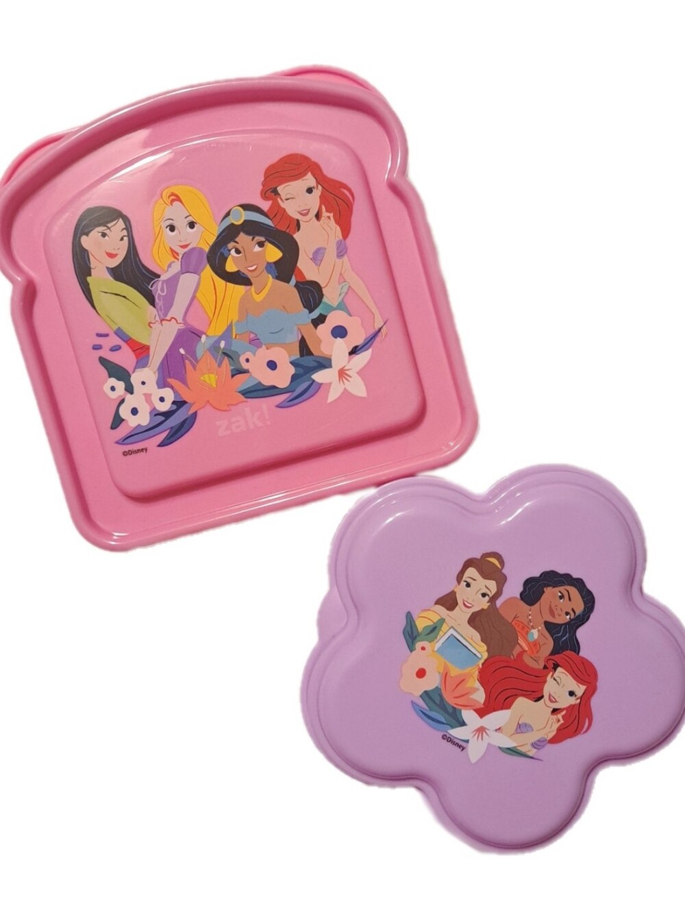 NWT Bundle of 2 ZAK Disney Princess Pink & Purple Snack & Sandwhich Containers